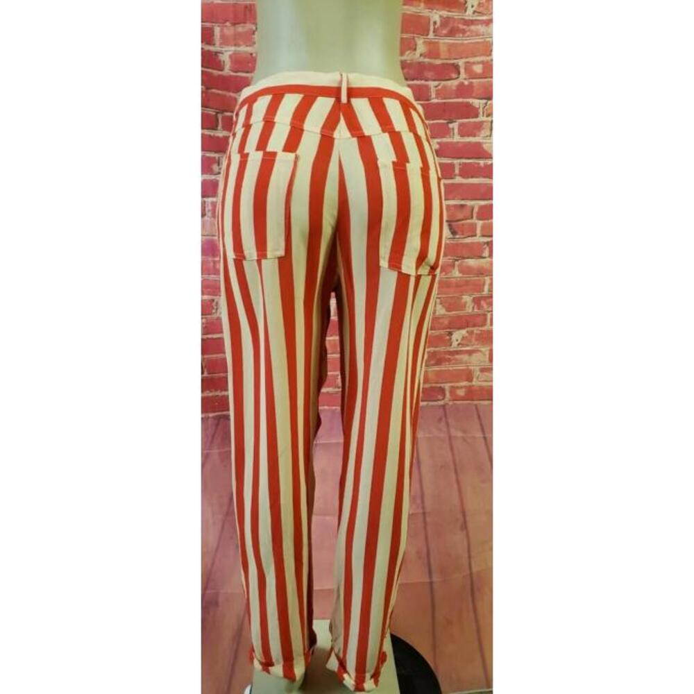 Lenni Designed In Australia Viscose Striped Orange Women's Pant Sz M  (B3) NEW